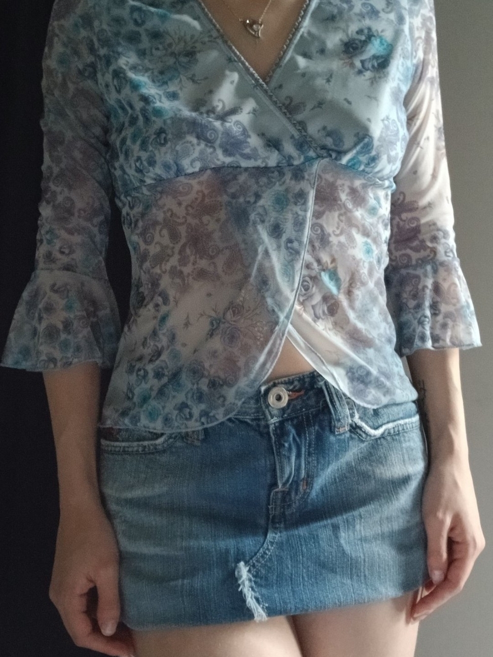 Sheer Blue Floral Top